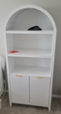Assembling arched storage bookcase, 5 tier ajustable shelving with 2 doors