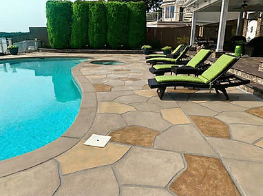 Hurricane Slate concrete pool deck repair featuring deep gray stone tones