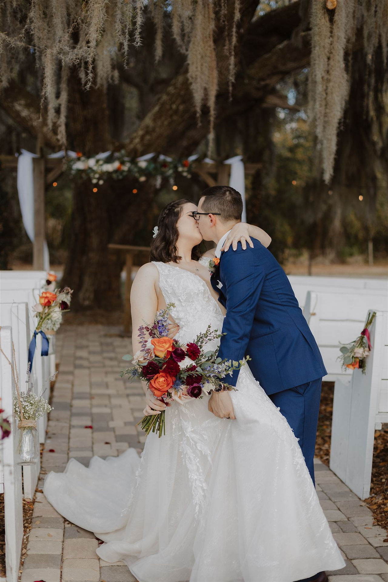 Jewel toned brides' bouquet