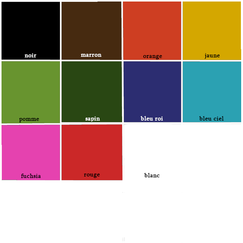 Miniature : palette de couleurs disponibles pour le fond de carte personnalisée