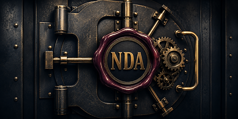 A secure corporate vault sealed with an NDA, representing professional expertise locked inside an organization.