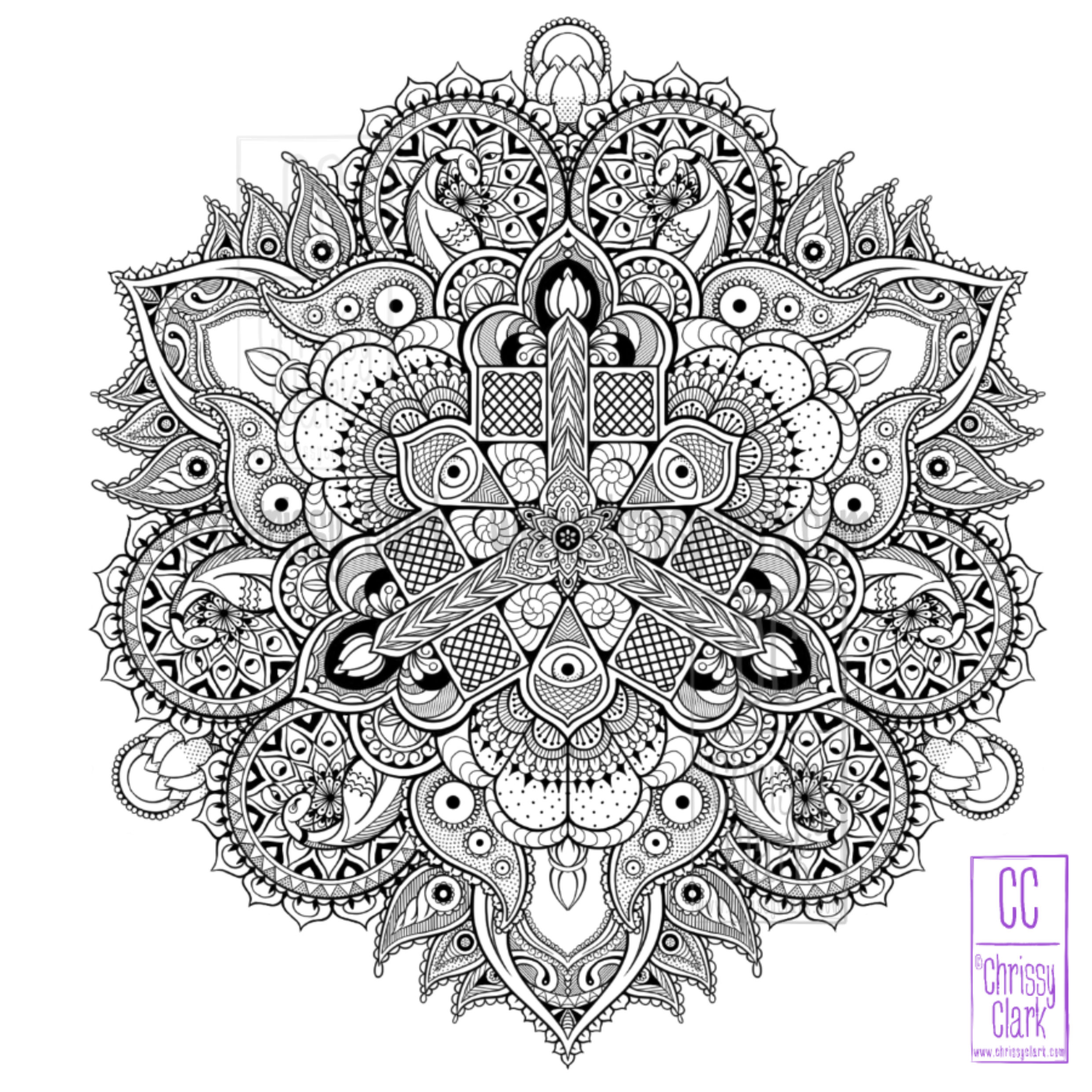 Eastern Eye Mandala Coloring Page