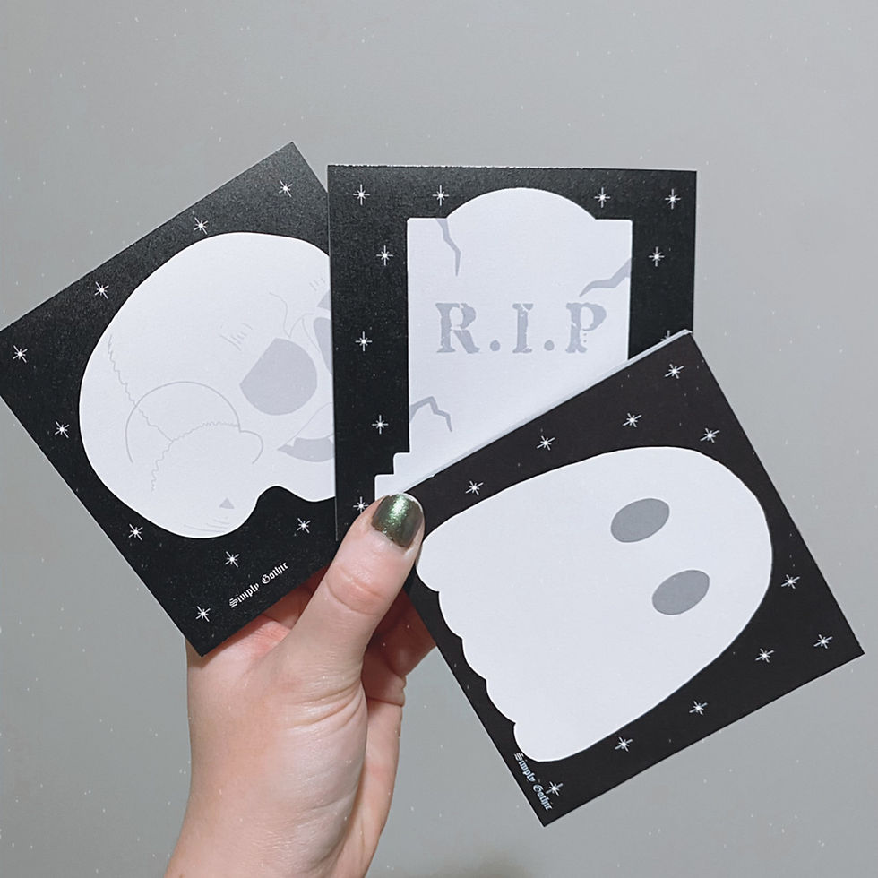 Thumbnail: Gothic Memo Pad Set - Ghost, Skull & Tombstone