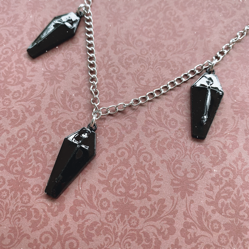 Thumbnail: Gothic Black Coffin Trio Necklace