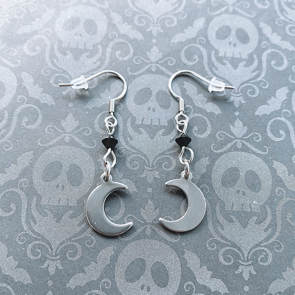 Thumbnail: Gothic Crescent Moon Earrings