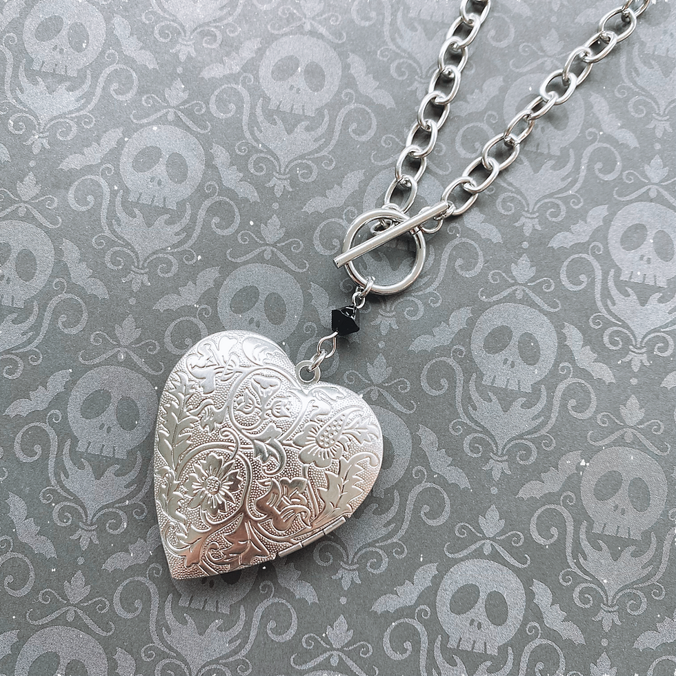 Thumbnail: Gothic Heart Locket  Statement Necklace