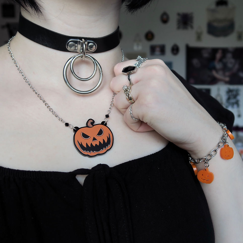Thumbnail: Gothic Pumpkin Charm Bracelet