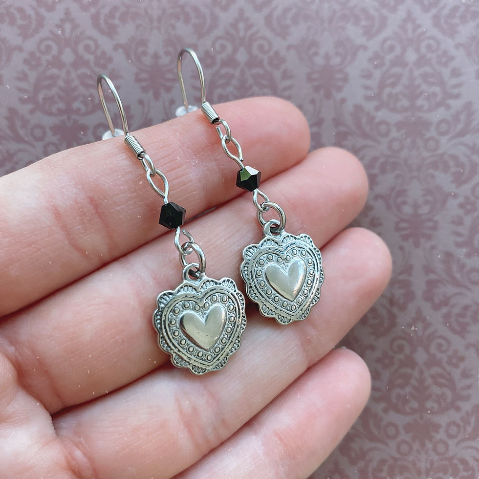 Thumbnail: Gothic Ornate Heart Earrings