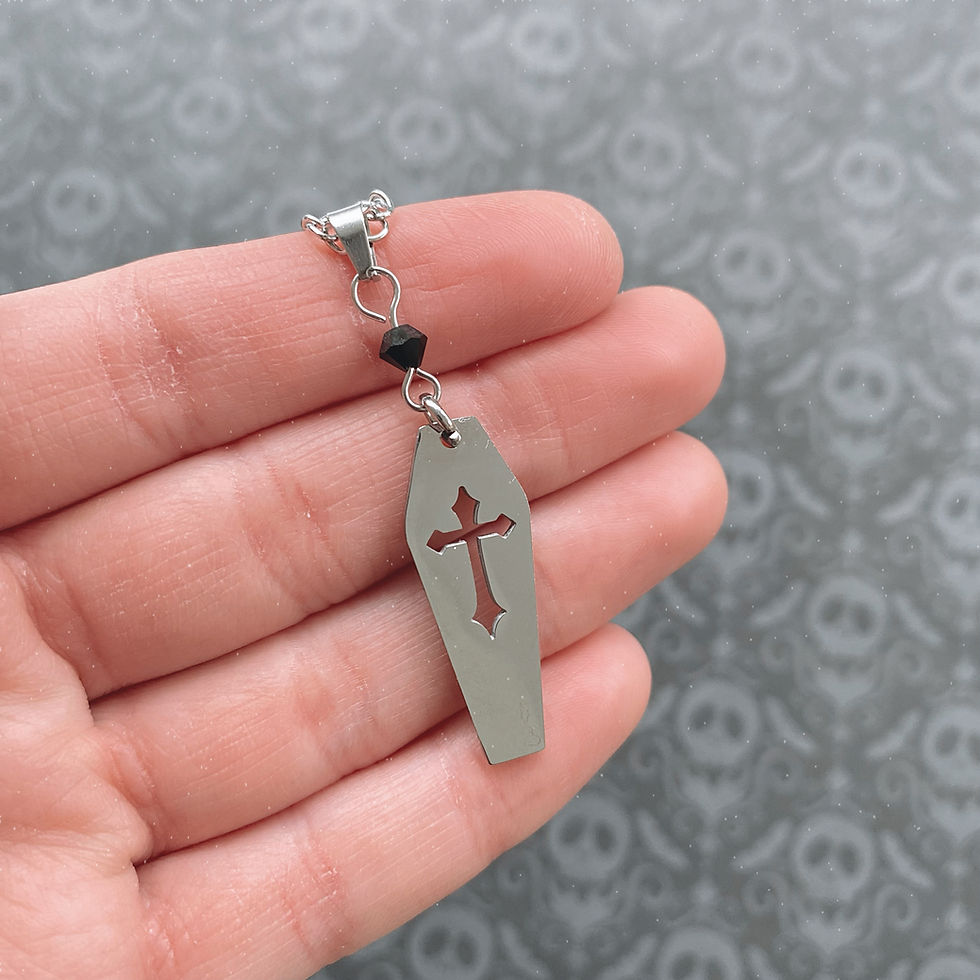 Thumbnail: Gothic Cross Coffin Necklace