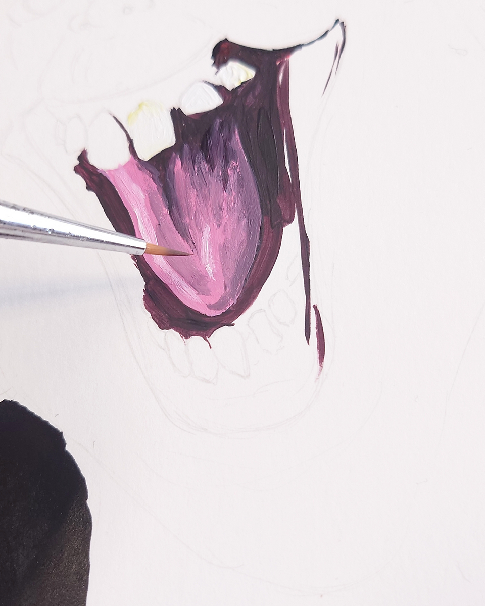 Work in progress of an acrylic painting fan art of Slimer from the Ghostbusters film.