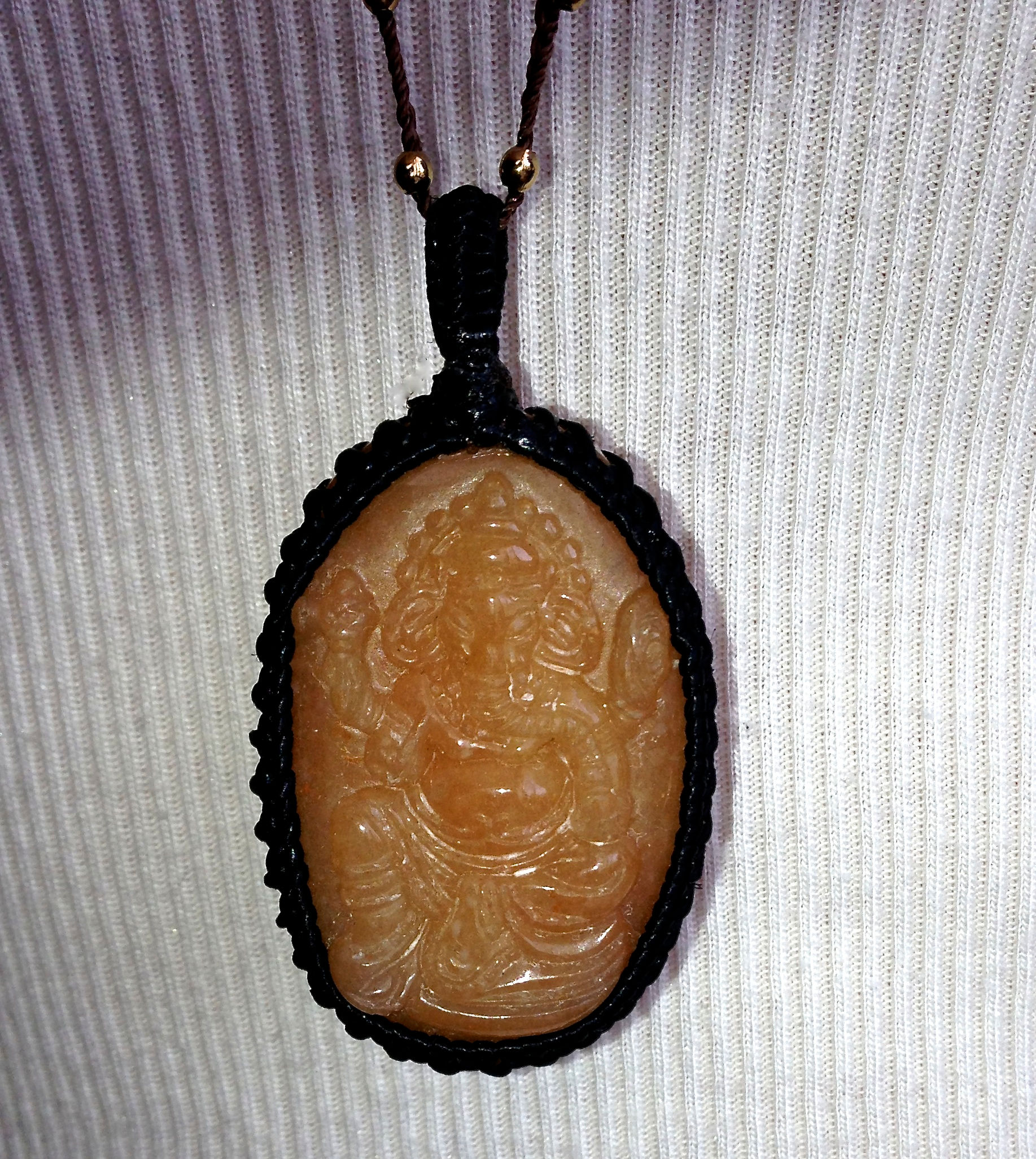 Carved Agate Ganesh Pendant