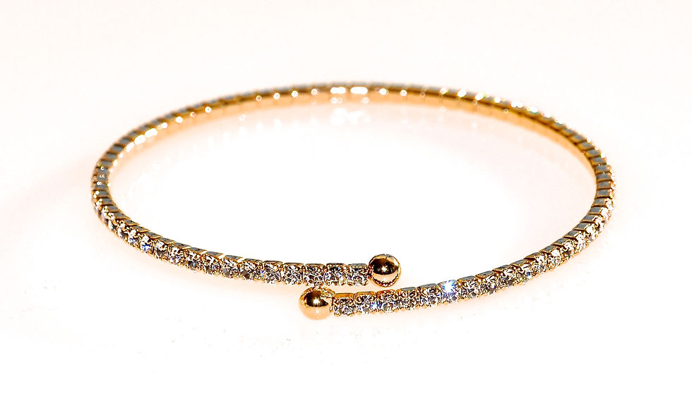 Thumbnail: "Faux" Diamond Yellow Gold Plated Bangle