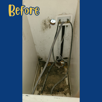 Before behind and under stack washer dryer set