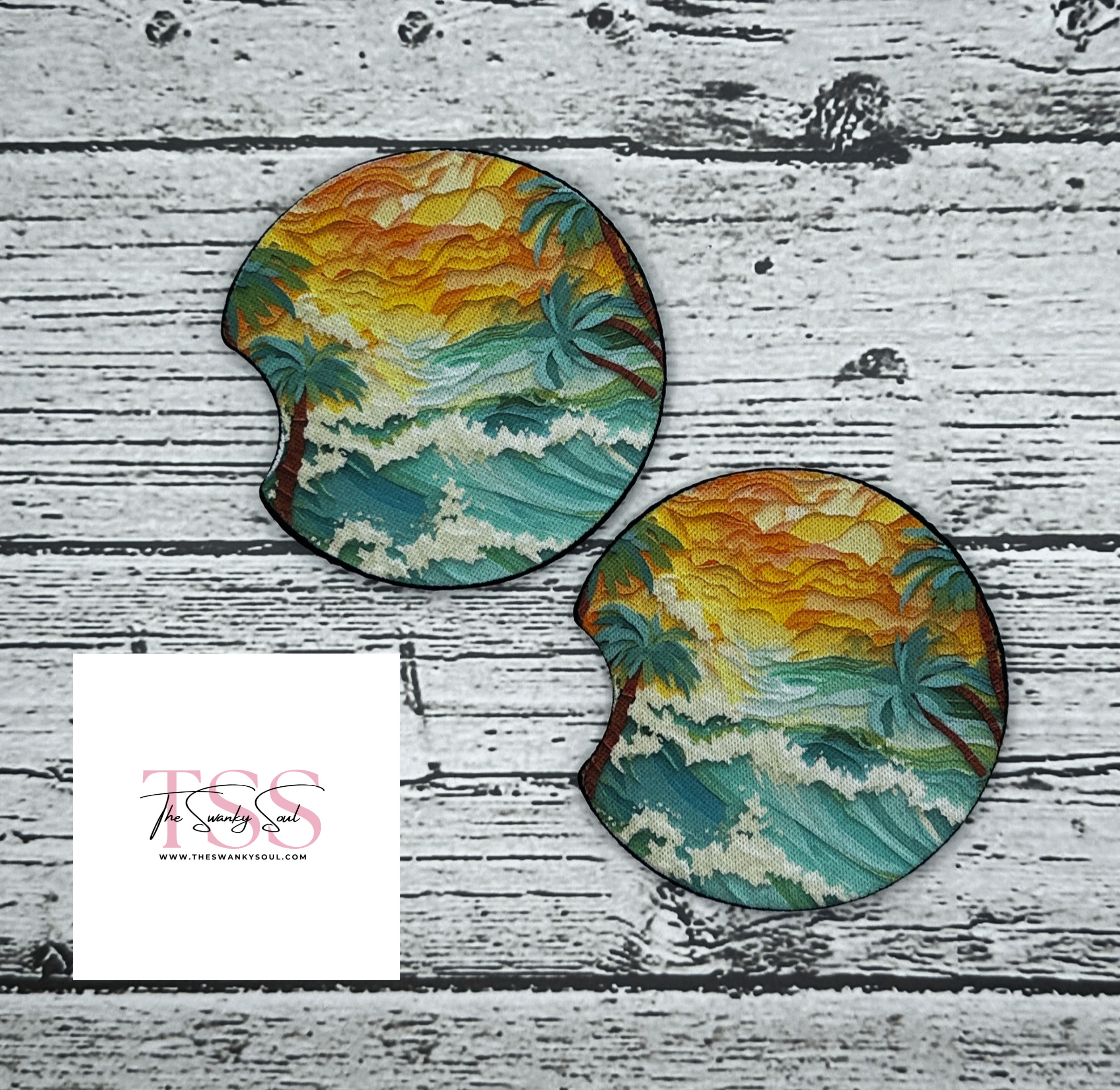 Tropical Waves Car Coasters - Set of 2