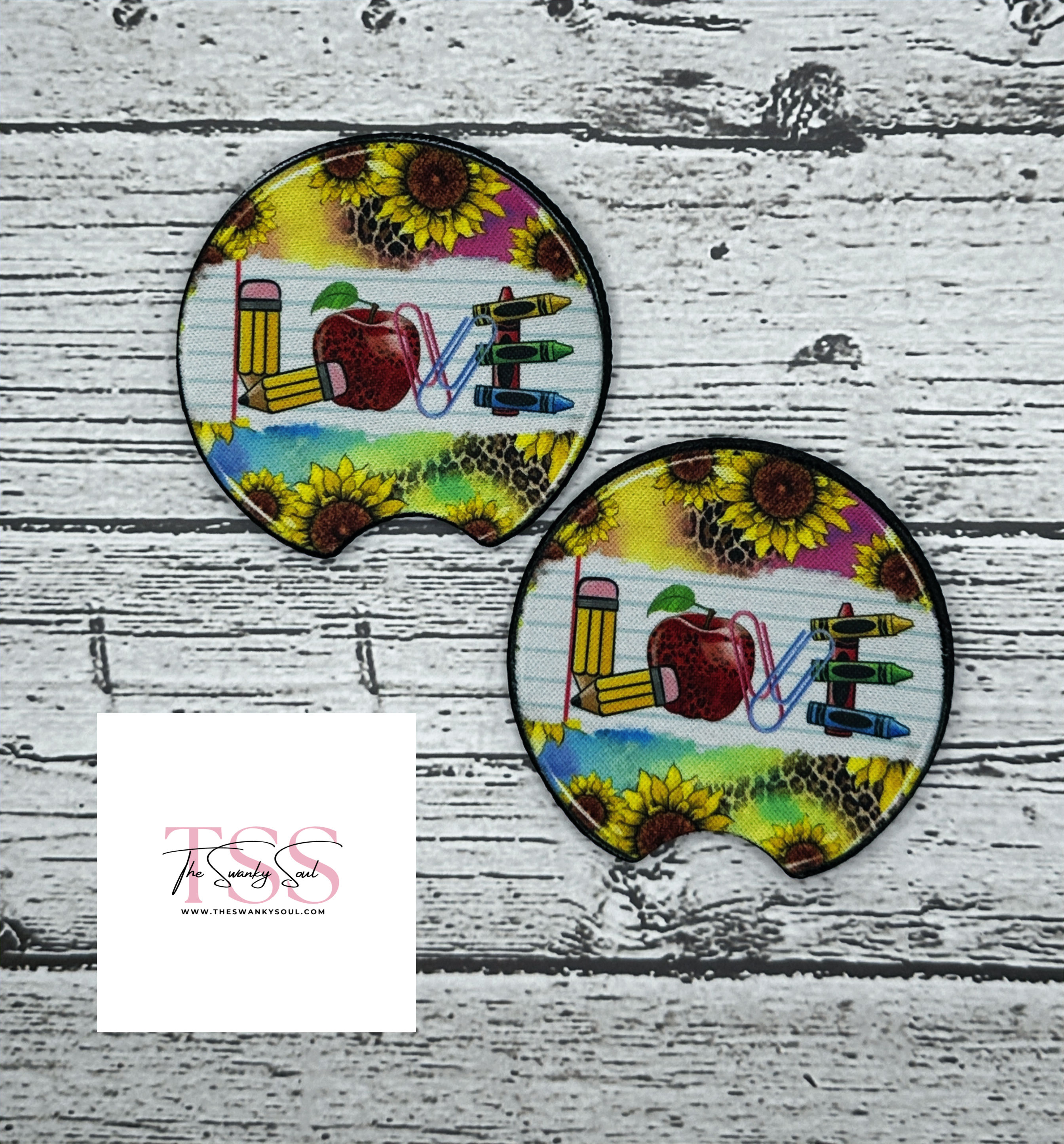 LOVE Teaching Car Coasters - Set of 2