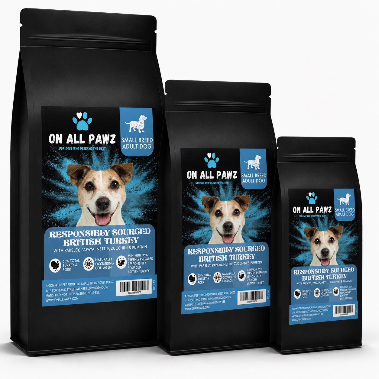 Turkey Small Breed Complete Dog Food | Grain Free | 65% Meat | Added Superfoods