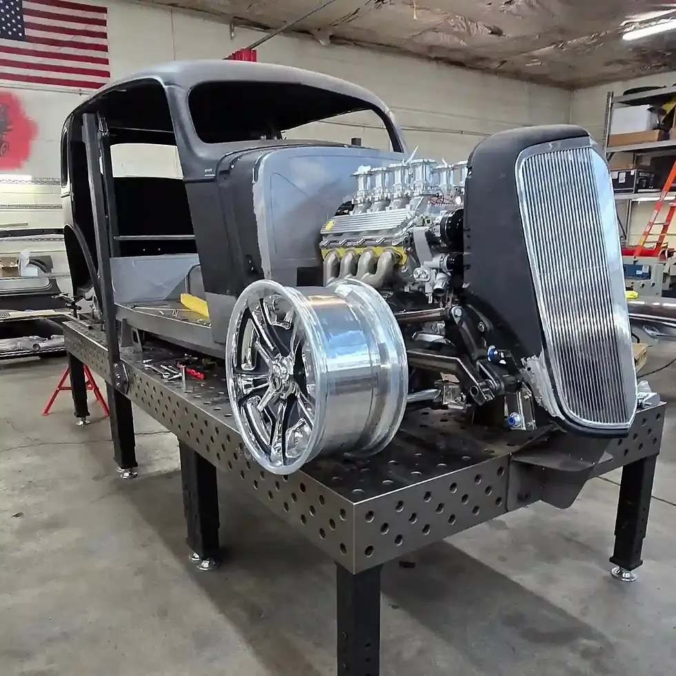 compact welding workstation layout with modular welding table space saving solution for small workshop