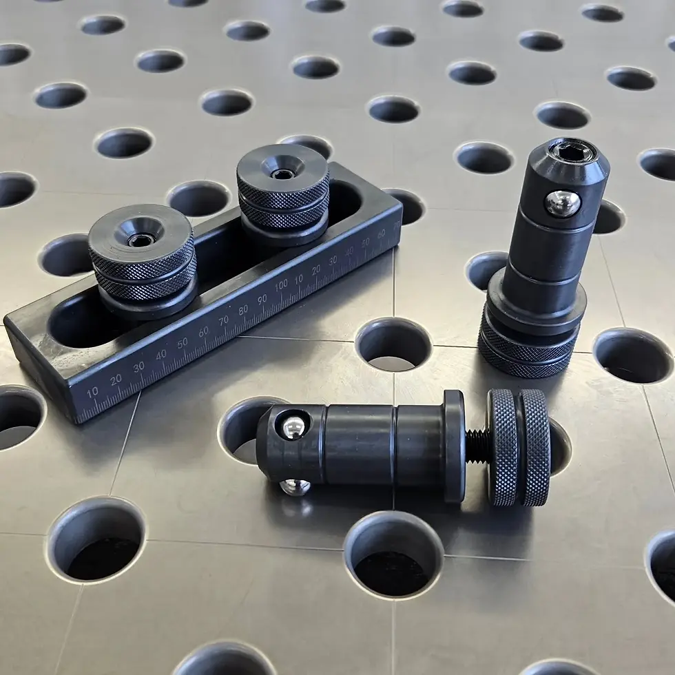 Precision-machined plasma-nitrided welding table surface with fixture holes