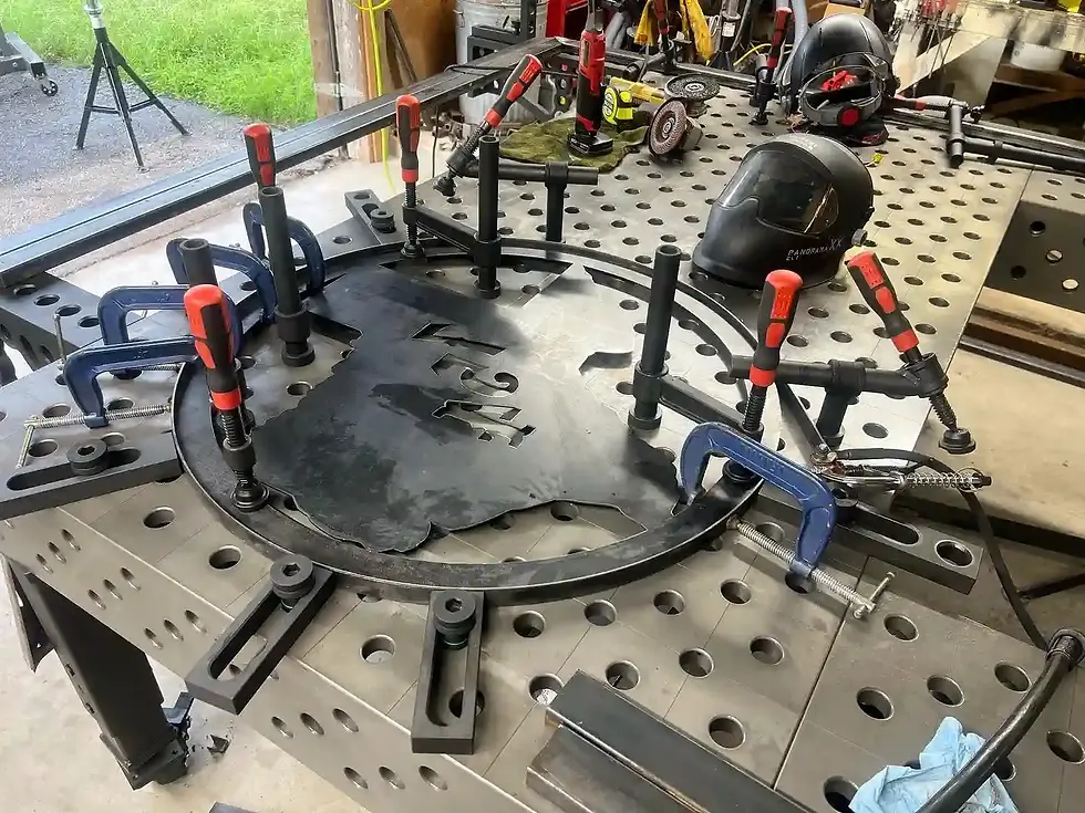 D28 welding table accessories including clamps, stops and angles for modular fixturing system