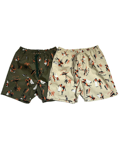 ALOHABLOSSOM KING&QUEEN BEACH SHORTS ② KING&QUEEN BEACH SHORTS KHAKI – Alohablossom