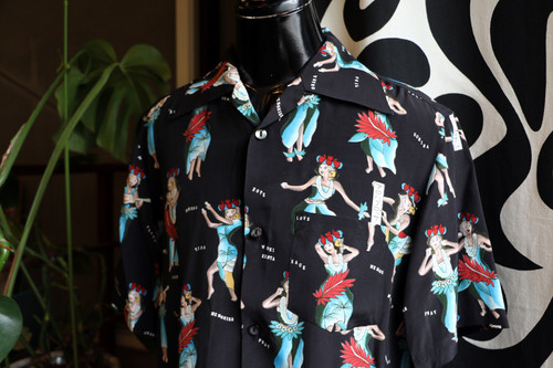 ひろしふ【Aloha Blossom】Hula Girl ブラック 36 HULA GIRL SHORT SLEEVE BLACK – Alohablossom