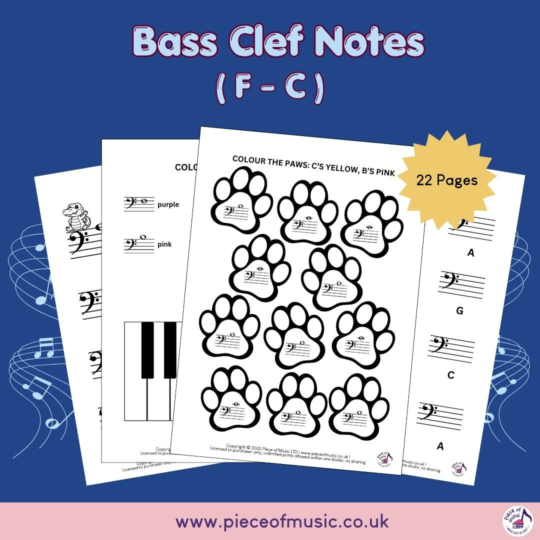 Bass Clef Notes Workbook (F-C)