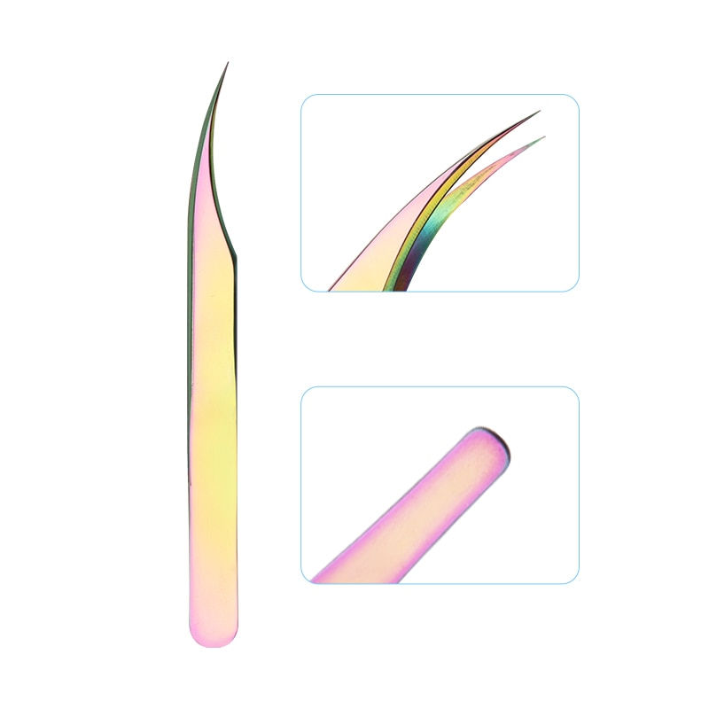 Miniatura: Anti-Static Tweezers for Eyelash Extension Eyebrow Stainless Steel Set