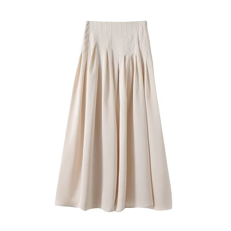 women's skirt is fashionable casual slimming solid color pleated temperament and
