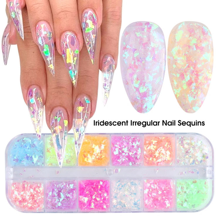 Miniatura: 12  Nail Art Glitter Luminous Irregular Flakes Broken Glass Sequins Powder