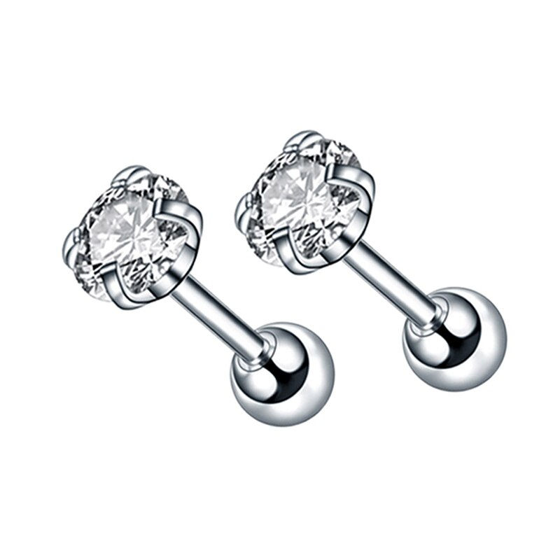 Miniaturbild: 2pcs 3/4/5mm Crystal Zircon  Earrings for Women/Men Stainless Steel Cartilage