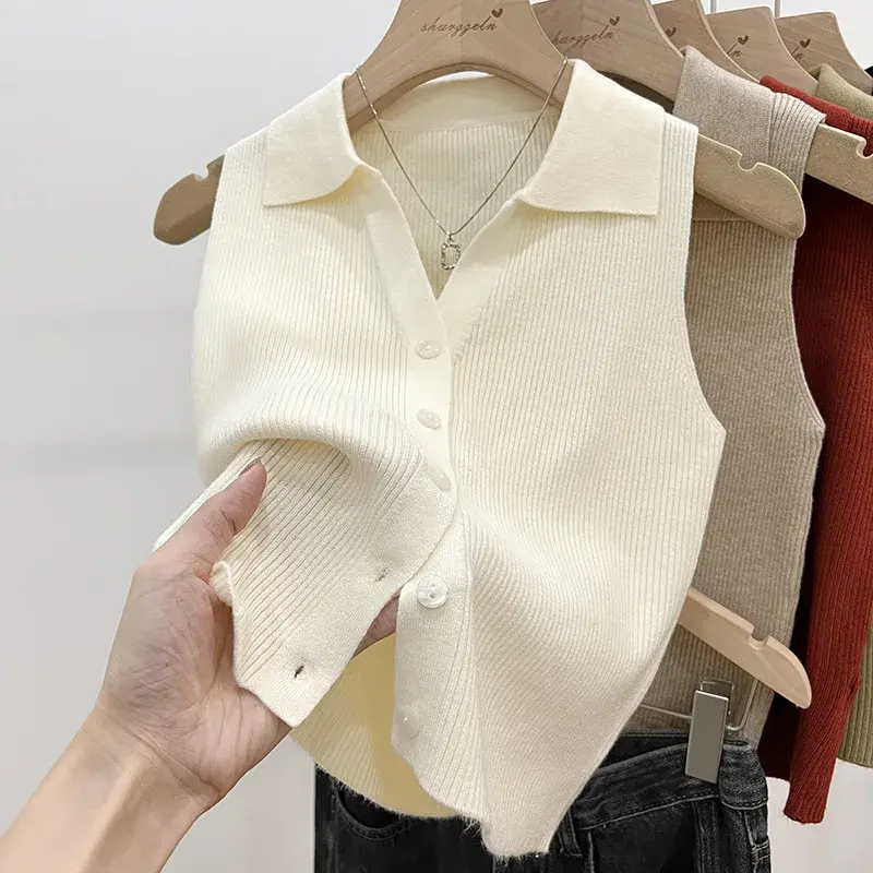 Miniatura: Summer Chic Ice Silk Knitpolo Lapel Thin Slims You And Smooths Your Silhouette T