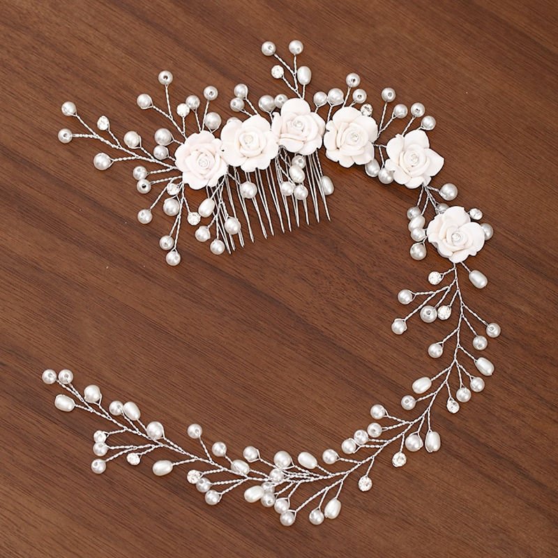 Miniatura: Silver Color Pearl Crystal Wedding Hair