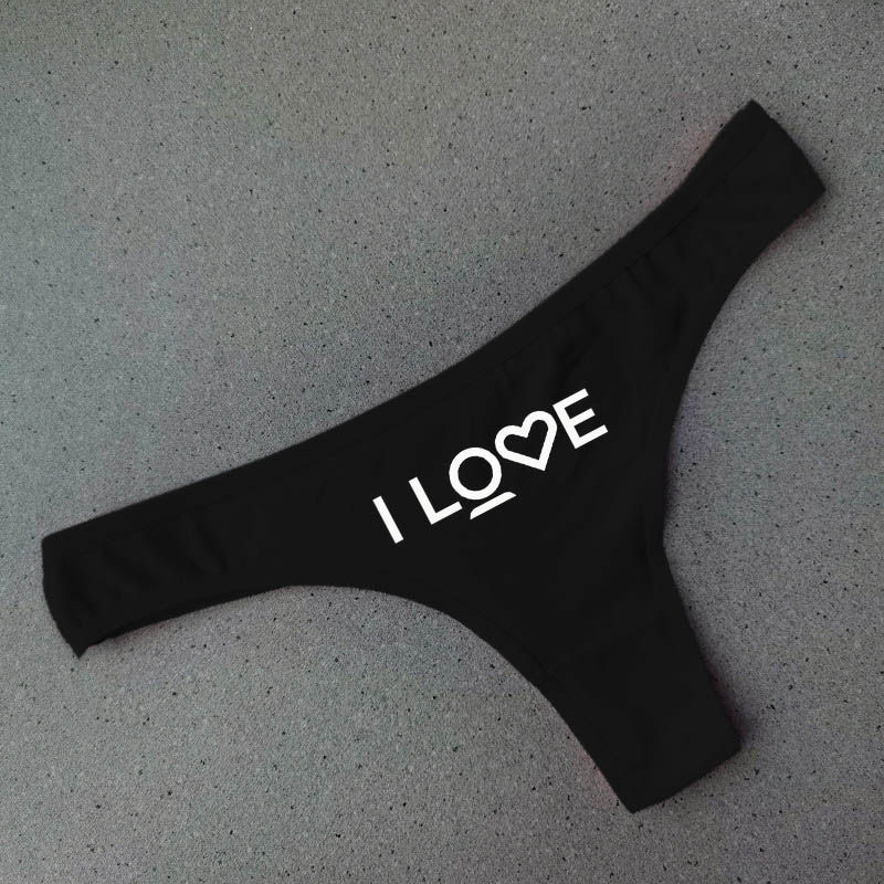 Thumbnail: Intimi / Black Thongs Underwear for Women Sexy Printed G String