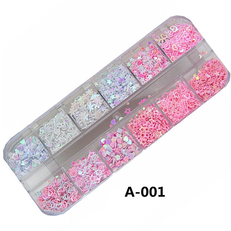 Thumbnail: Holographic Holo Love Star Pink White Nail Body Art Glitter Box Sequin