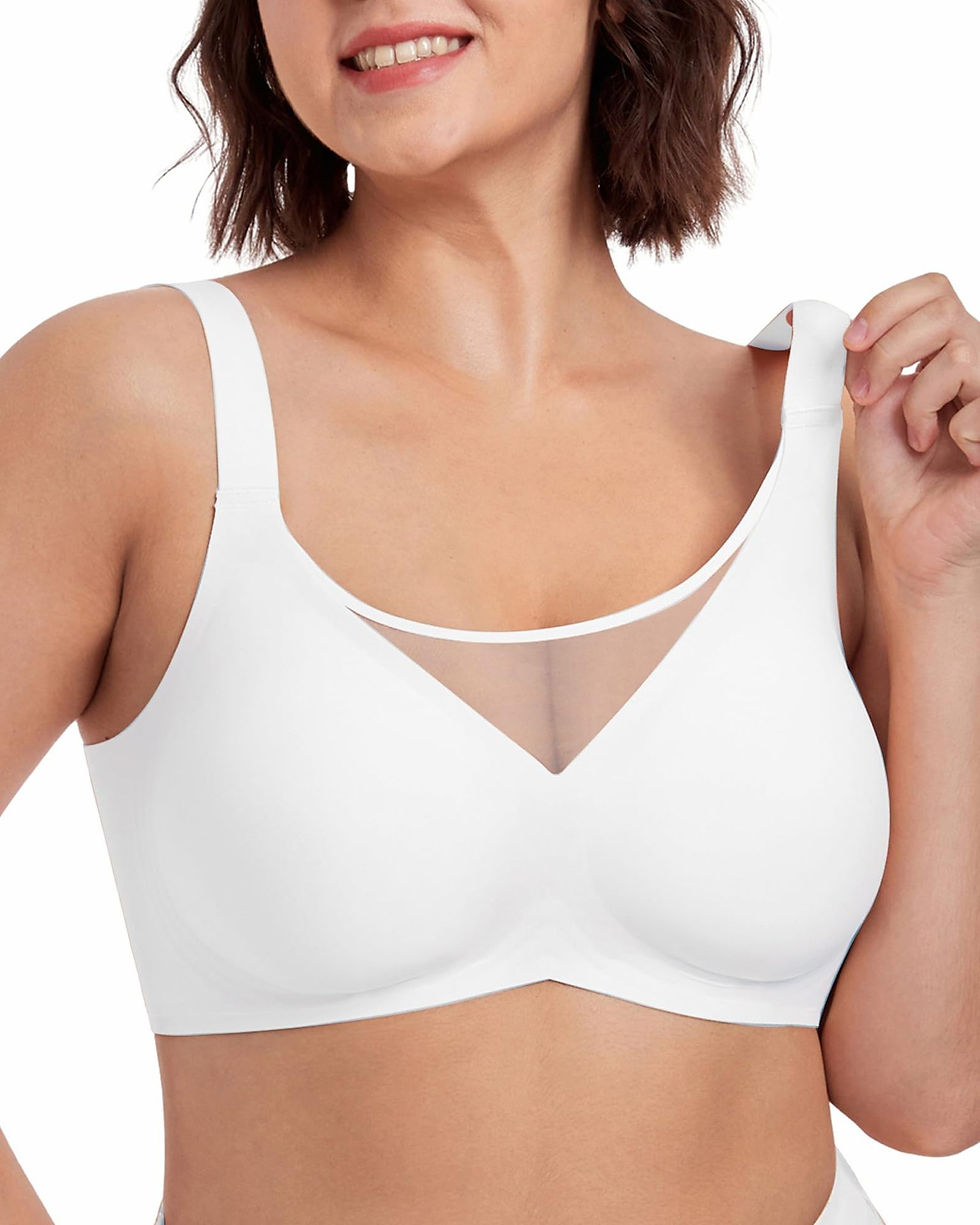 Thumbnail: Large Size Seamless Jelly Bra Wirefree Women Adjusted-straps Prevent Sag M L XL 