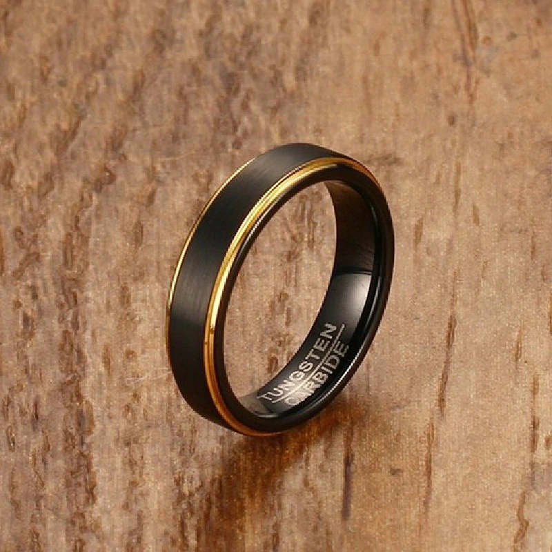 Miniaturbild: High Quality Tungsten Steel Ring Men's Tungsten Steel Brushed Black