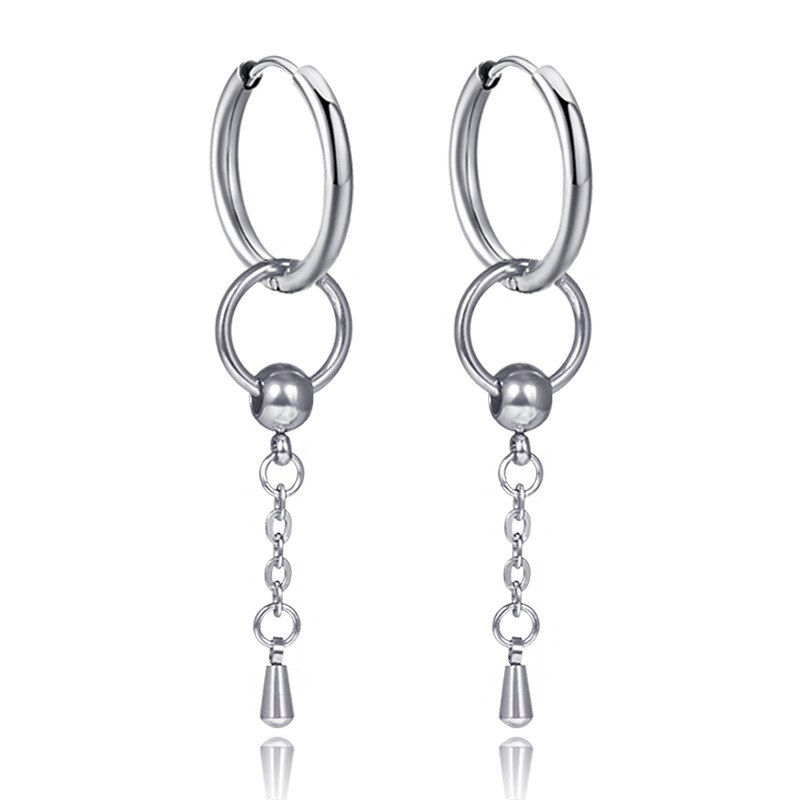 Miniaturbild: Orecchini, Hip Hop Boys Stud Earrings Fashion Leaf Cross Stainless Steel