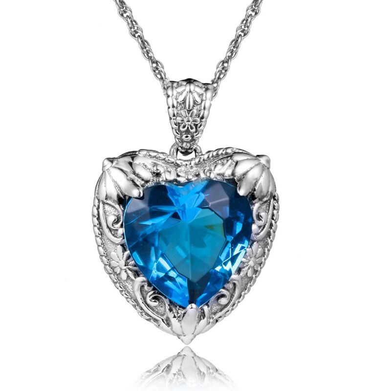 Miniatura: Ruby Heart Gemstone Pendant Retro Silver Necklace With Gem Stone Fine Jewelry