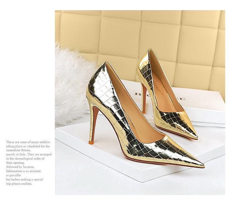 Thumbnail: BIGTREE Shoes Metal Stone Pattern Woman Pumps High Quality High Heels Wedding Sh