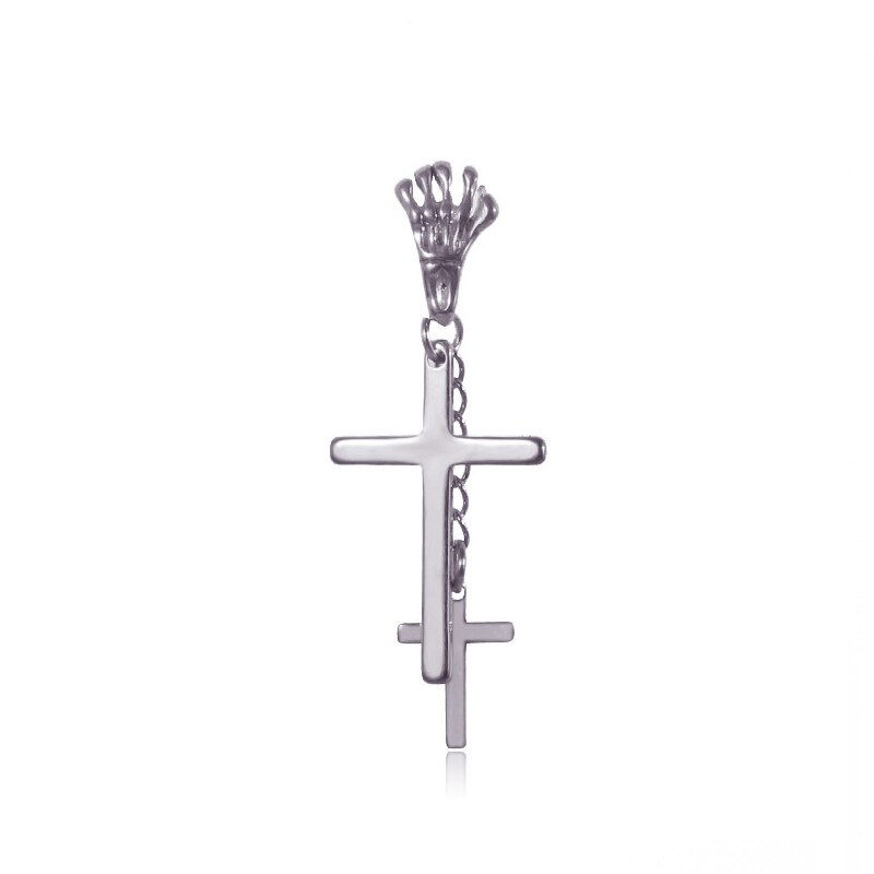 Miniatura: Orecchini, Hip Hop Boys Stud Earrings Fashion Leaf Cross Stainless Steel