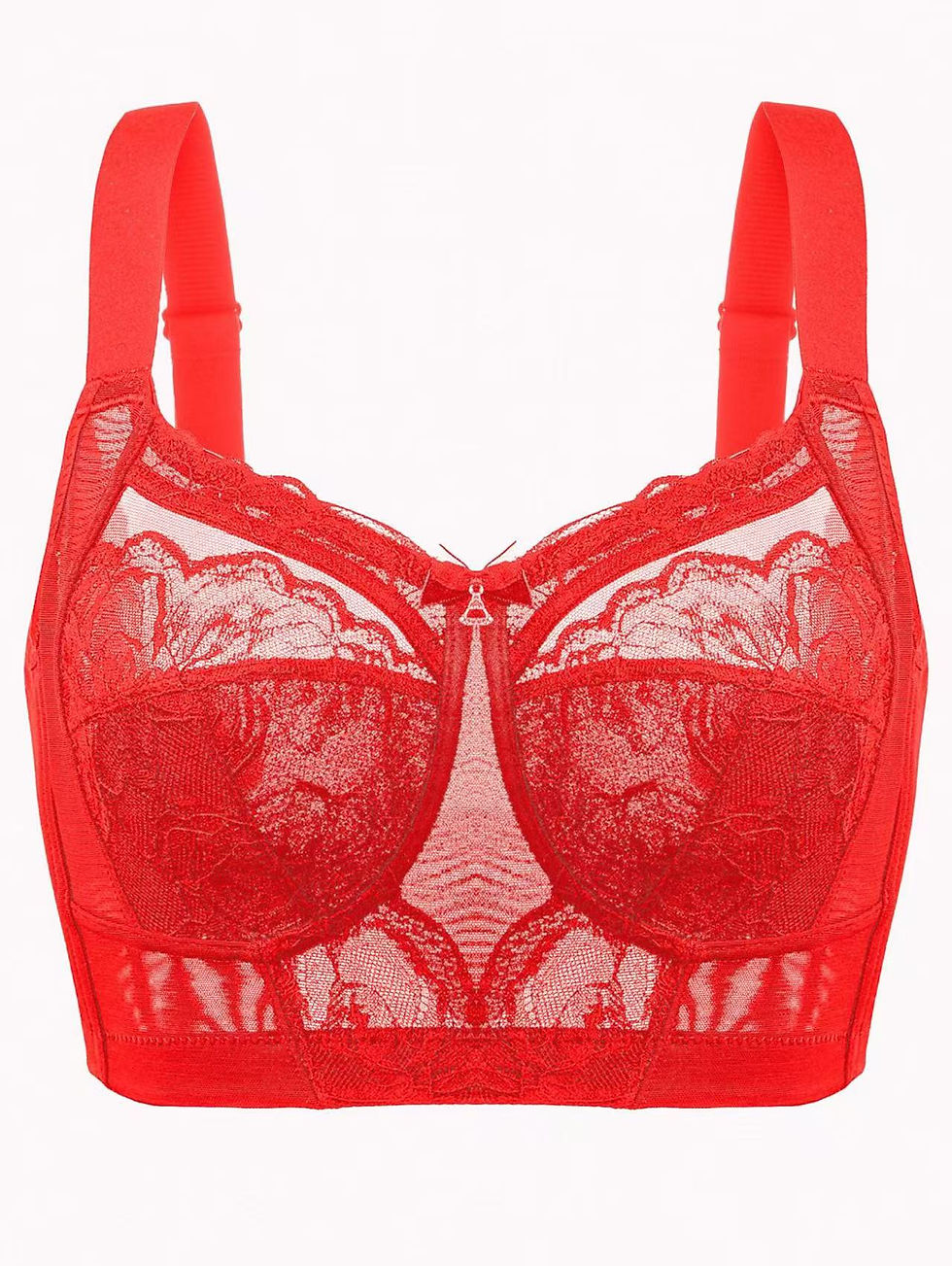 Thumbnail: Non Padded Women's Underwear Wireless Minimizer Bra Plus Size Full Coverage Lace