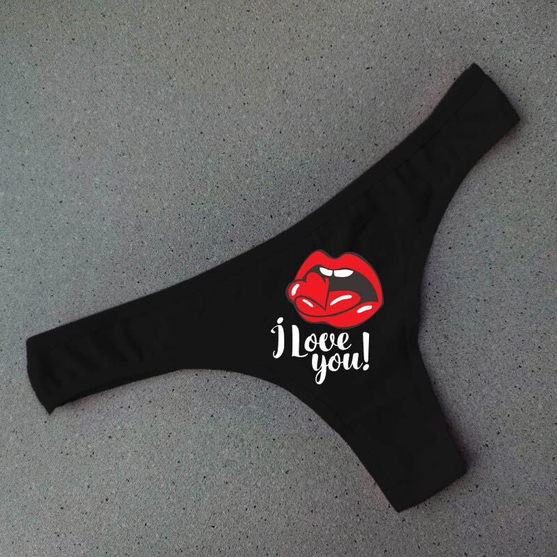 Thumbnail: Intimi / Black Thongs Underwear for Women Sexy Printed G String