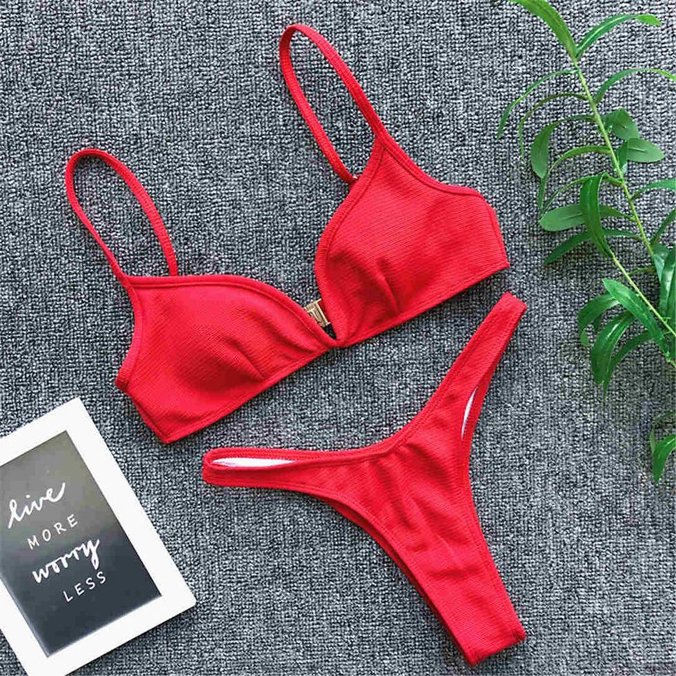 Miniatura: 5 Color Ribbed Thong v Shape Bikini 2020 Women Swimwear Swimsuit Female Two-Piec