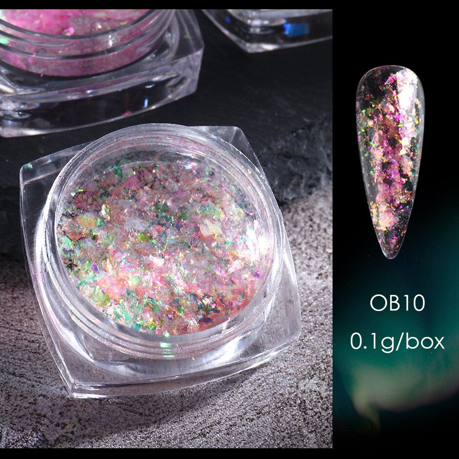 Miniaturbild: Aurora Nail Flake Mermaid Opal Sequin Nail Art Decoration Holographic Green