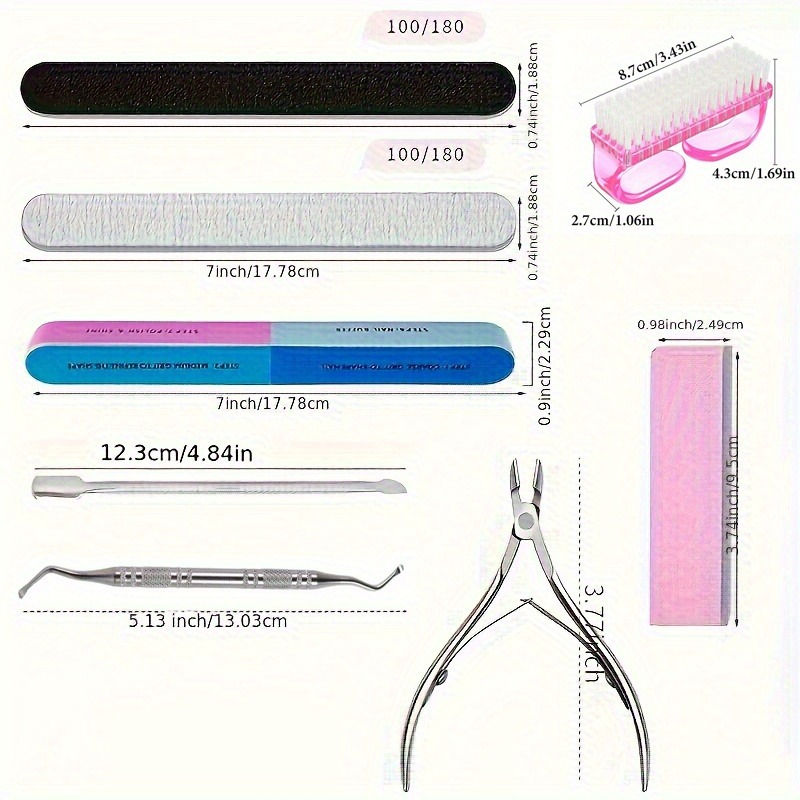 Miniatura: 8pcs Professional Nail Care Kit - Manicure Set with Cuticle Pusher, Nail File, N