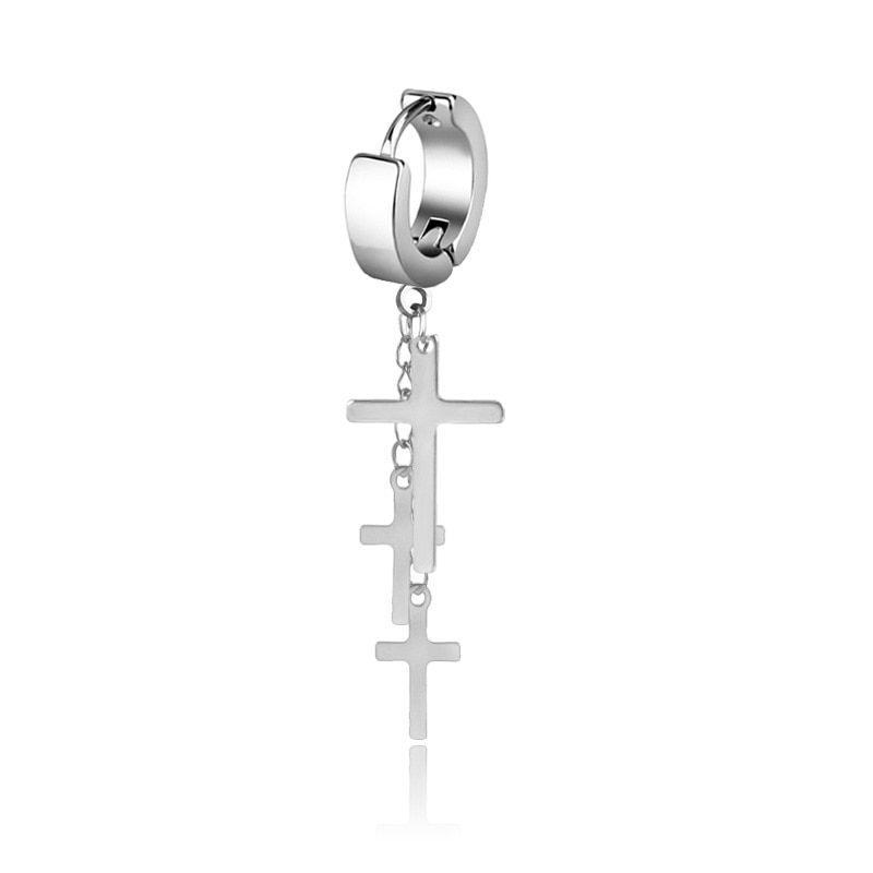 Miniaturbild: Orecchini, Hip Hop Boys Stud Earrings Fashion Leaf Cross Stainless Steel