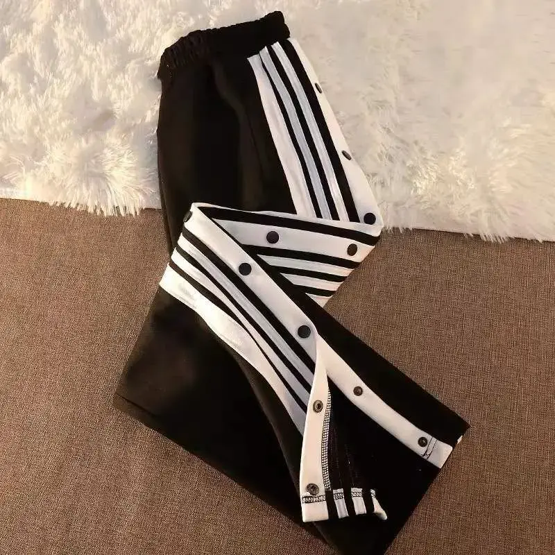 Thumbnail: Women's Casual Side Stripe Split Pants Loose Wide Leg Comfortable Slimming Sport