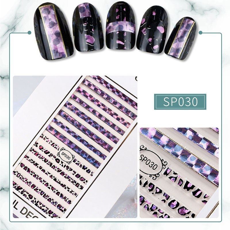Miniatura: Nail Art Gold Silver Lines Strip 3D Nail Sticker  Flower Vine Diamond Necklace