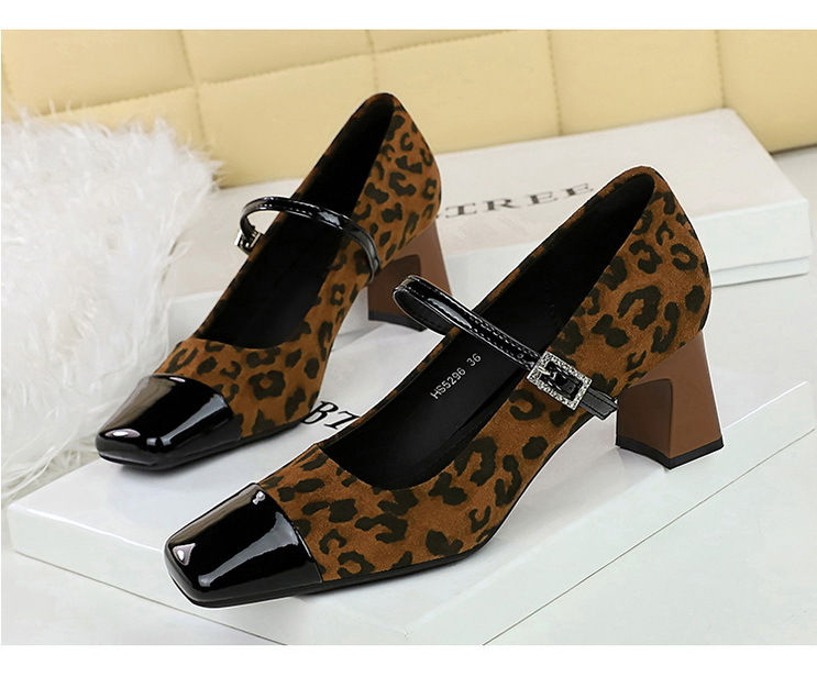 Miniaturbild: BIGTREE Shoes Leopard print Women Pumps Suede Middle Heel shoes Sexy Mary Jane S