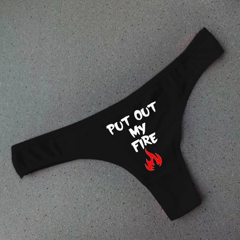 Thumbnail: Intimi / Black Thongs Underwear for Women Sexy Printed G String